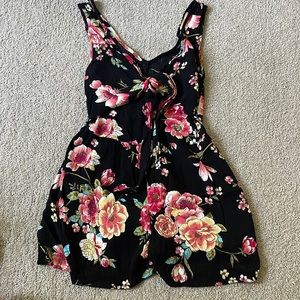Floral Black Romper